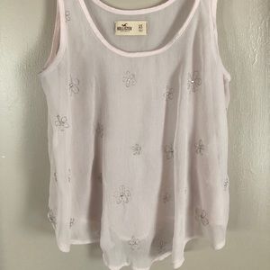Light pink with silver accent flower tank